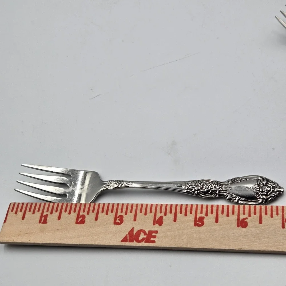 Vtg OCO Stainless Oneida USA Wordsworth Brahms Flatware Rose Daisy 7 Salad Forks